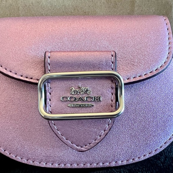 NWT Coach Metallic Pink/Purple Sparkle Suede Mini Bag - Picture 2 of 9